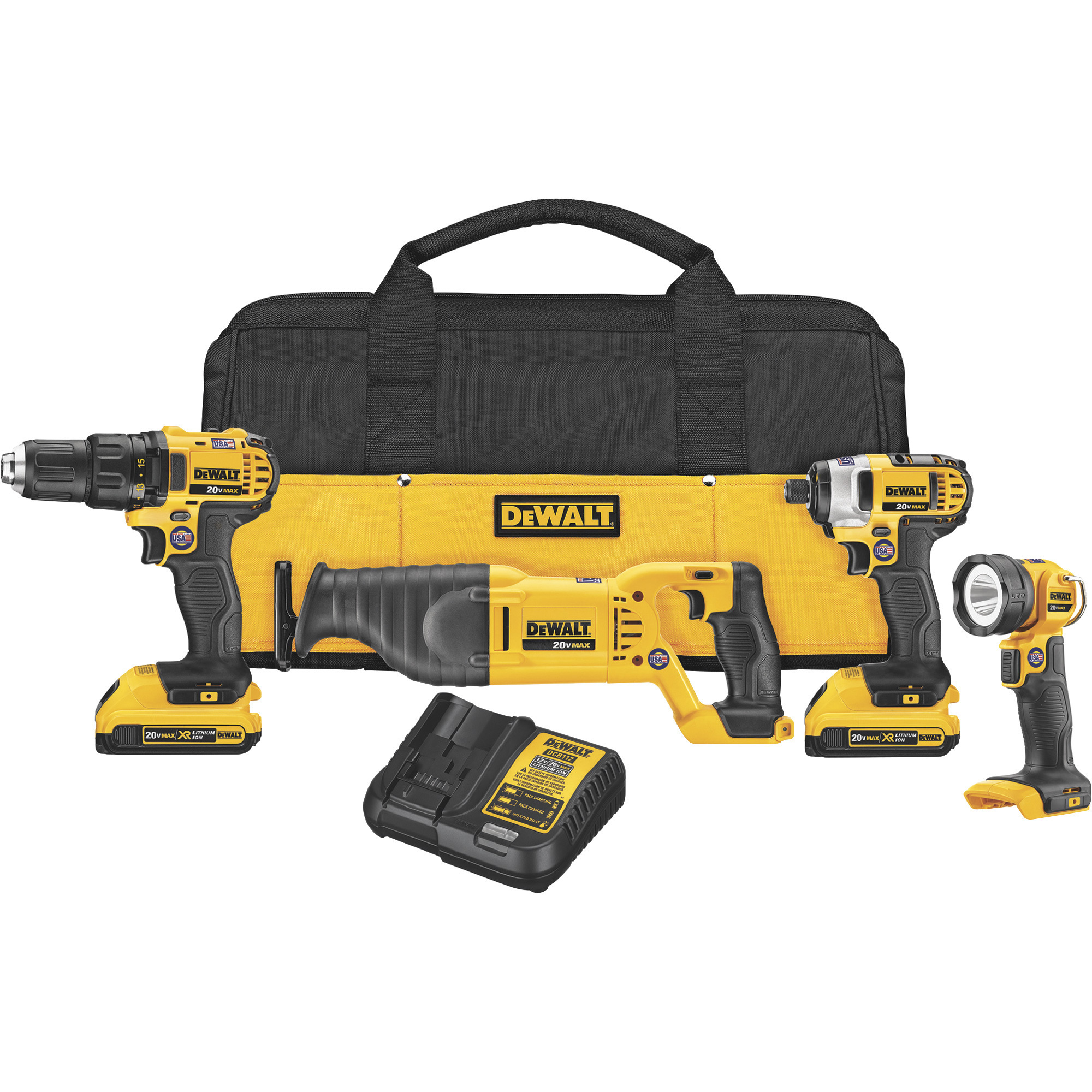 DEWALT 20V MAX Lithium-Ion Cordless 4-Tool Combo Kit, 2 Batteries, Model# DCK420D2